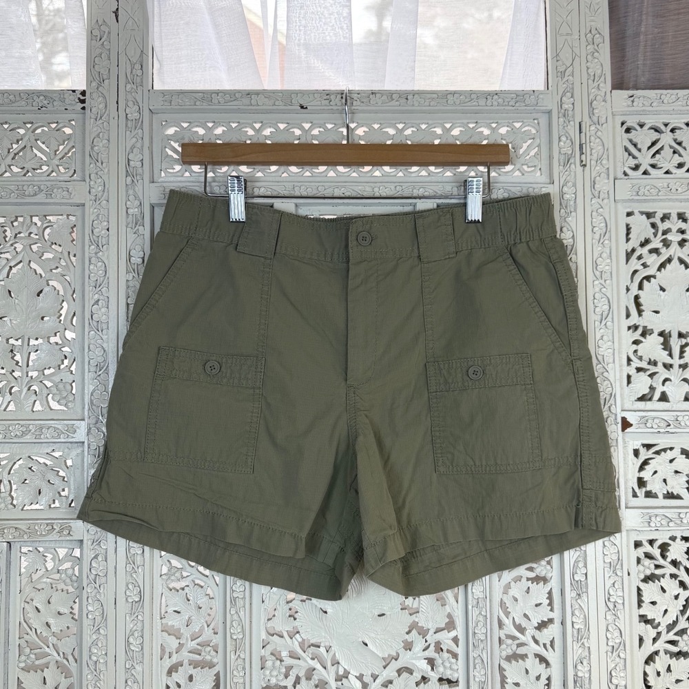 Vtg Y2K GAP Khaki‎ Green Cargo Shorts Womens 12 Multi Pocket Outdoors Granola